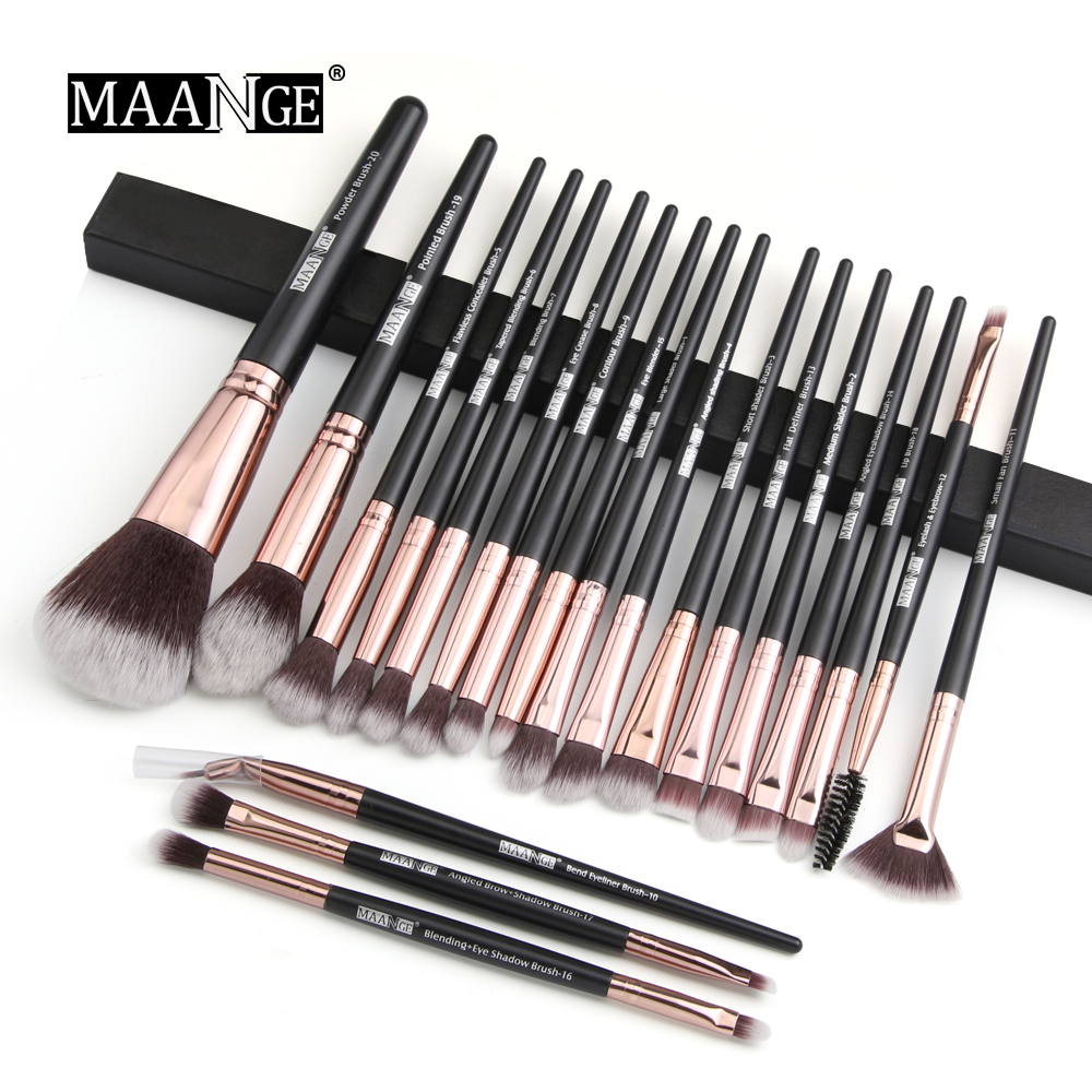 Maange 20 Piece Eye Makeup Brush Set – Black Golden